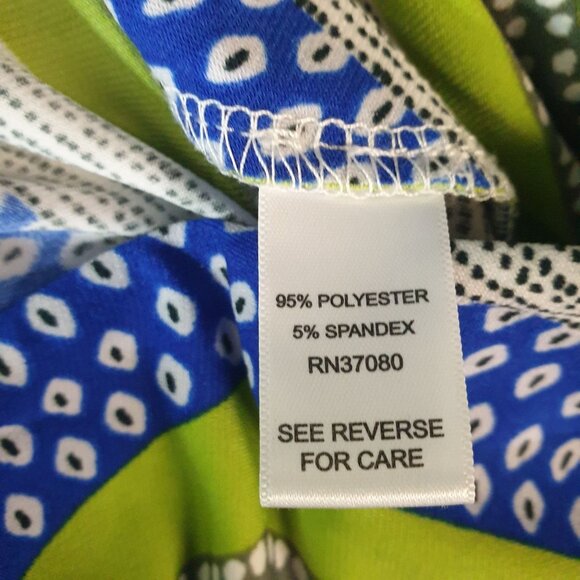 Cato Woman Palazzo Pants 18/20W Green Blue Printed Flowing Stretch Comfy Cottage - Picture 5 of 7